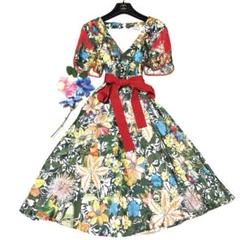 【返品?交換対象商品】 マックス&コー 未使用級 ロングワンピース 刺繍 花柄 ボタニカル ワンピース