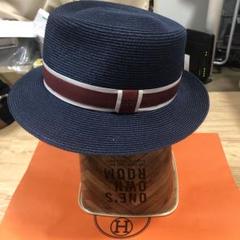 【本日限定値下ほぼ未使用箱袋付HERMESペーパーハット59ネイビー
