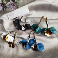 1125＊ニュアンスメタルパーツ マットカラー べっ甲 花びらフラワー