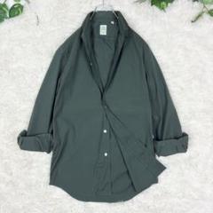 美品　フィナモレ　ロールカラー　長袖シャツ　開襟シャツ　ストレッチ　XS　緑