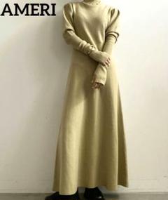 AMERI パフスリーブ フレア ワンピース ドレス イエロー アメリ