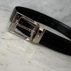 美品 MONT BLANC モンブラン ベルト 本革 レザー ブラック シルバー