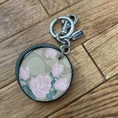 花柄ミラー付きキーホルダー