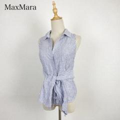 MaxMara リネン100% 麻 ストライプ ブラウス