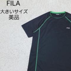 美品★大きいサイズ★フィラ ステッチデザイン 半袖Tシャツ スポーツウエア 黒