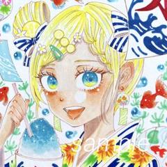 かき氷】手描きイラスト コピック 小色紙 - メルカリ
