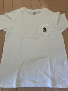 ミッキーマウス刺繍ホワイトTシャツ