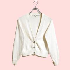 美品 ユニクロ カーディガン 長袖 白 ボタン付き アイボリー S おでかけ