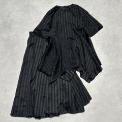 アドーア　オーガンザストライプブラウス＆スカート　ブラック　定価10万