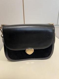 ZARA ブラックレザーショルダーバッグ