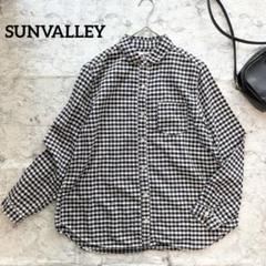 【SUNVALLEY】サンバレー ギンガムチェックコットン長袖シャツ ネイビー