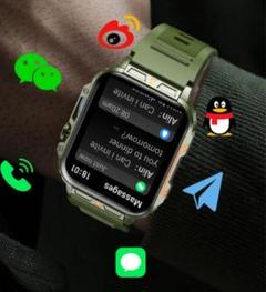⭐️早い者勝ち⭐️高機能 オリーブグリーン 軍用規格 スマートウォッチ