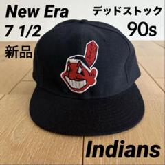 ★USA製★90★ニューエラ★クリーブランド インディアンス キャップ★ネイビー