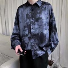 柄シャツ タイダイ柄 シャツ ブラック ユニセックス 2XL 韓国