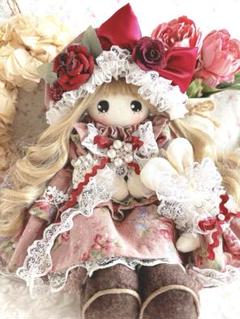 カントリードール♡ハンドメイド♡お人形♡ブラック薔薇♡リクエストドール♡ カントリードール♡ハンドメイド♡お人形♡くすみピンク薔薇