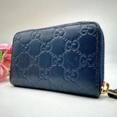 GUCCI グッチ コインケース グッチシマ GG シマレザー ネイビー GUCCI グッチ コインケース GG シマ ラウンドファスナー