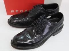 美品♥REGAL リーガル【26.5】ウィングチップ メダリオン シボ ブラック リーガル regal ウィングチップ 革靴 外羽根 黒 26 メダリオン