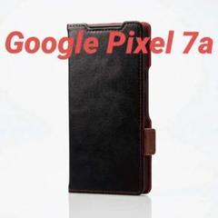 Google Pixel 7a 用 ソフトレザーケース ステッチ ブラック