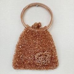【H】ワイヤーバッグ　ハンドバッグ　ピンク　フラワーモチーフ