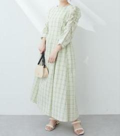 natural couture シアーチェック袖コンワンピース　試着のみ