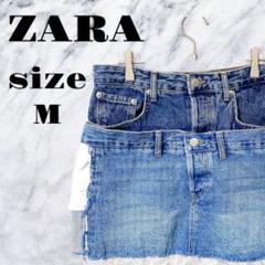 【良品】ZARA デニムミニスカート ダミーポケット レディース ブルー系【M】