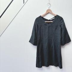 ミラーミラーオンザウォール/ワンピース/チュニック/裏地キュプラ/黒/36/上品