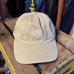stussy cap 刺繍ロゴ ショーンフォント ベージュ フリーサイズ 浅め