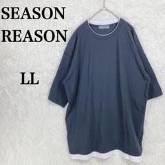 シーズンリーズン Tシャツ 綿使用 大きめ ダークグレー LL