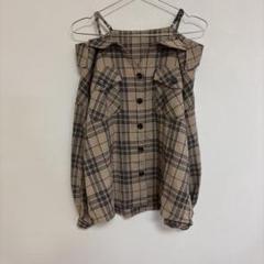 INGNI　イング　ブラウン　チェック柄シャツ　M　肩ひも付き　２Way仕様