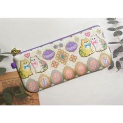 ふんわり　ペンケース　ポーチ　ハンドメイド　ユキエモン　アイシングクッキー ふんわり ペンケース ポーチ ハンドメイド ユキエモン