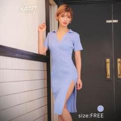 襟付き Vネックワンピース
