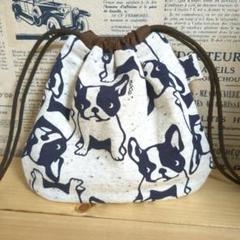 おにぎりみたいなかたち♡ハンドメイド 巾着 ニット生地 フレンチブルドッグ