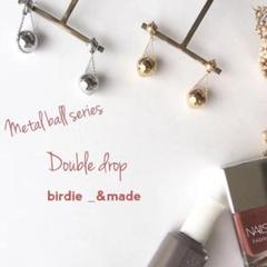 #403  再入荷♪【金or銀】ダブルドロップ ハンドメイド ピアス　チタン可能のサムネイル
