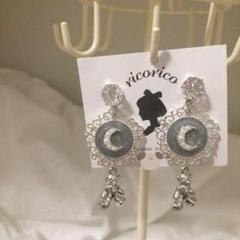 月とくまのシルバーピアス