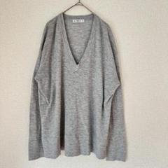 ZARA ザラ Vネック 長袖 薄 ニット調 セーター グレー Lサイズ