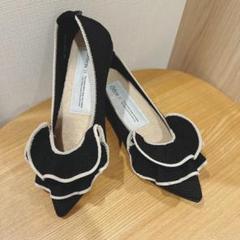 ほぼ新品　Offen オッフェン　フリル付き黒フラットシューズ　36 ほぼ新品 Offen オッフェン フリル付き黒フラットシューズ 36