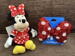 Disne TDL ミニー ぬいぐるみバッジ スパンコールリボン スクバセット❤️