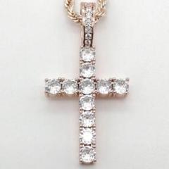 新品！クロス ネックレス ジルコニア ブリンブリン ステンレス ピンクゴールド