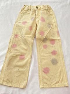 デニムダンガリー　ペイント加工　ドット　パンツ　110