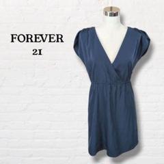FOREVER 21☆カシュクール半袖チュニック【S】紺