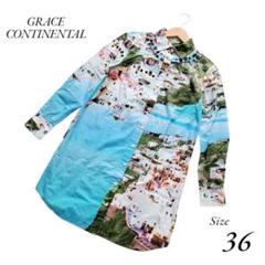 低価格 ロング丈 長袖シャツ CONTINENTAL GRACE 風景 プリント 写真 トップス