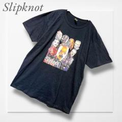 スリップノット◆バンドTシャツ(L)黒 両面プリント ヘビメタ マスクデザイン