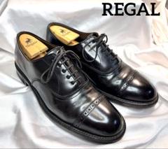 REGAL ストレートチップ　27 ガラスレザー　黒 美品 REGAL ストレートチップ 24.5 黒色 ガラスレザー 雨兼用