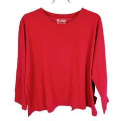 マカ82 超美品 プリーツプリーズ 長袖Tシャツ ドルマンカットソー ピンク系