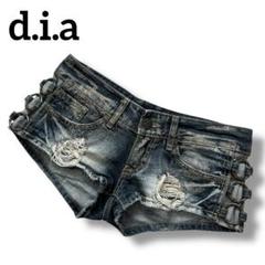 d.i.a　ダメージデニムショートパンツ　ゴールドラメ　サイドリング　Y2K d.i.a ダメージデニムショートパンツ ゴールドラメ サイドリング