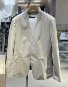 【美品】MORABITO　モラビト　ノーカラージャケット 美品】モラビト ノーカラージャケット ストレッチ ストライプ