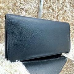 【美品】サンローラン 長財布 二つ折り財布 ネイビー レザー メンズ