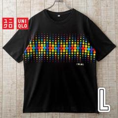 ユニクロ メンズ Tシャツ 黒色 COLOR ドット柄 Lサイズ