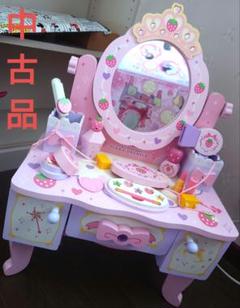いちごモチーフ 木製ドレッサー ミラー付き
