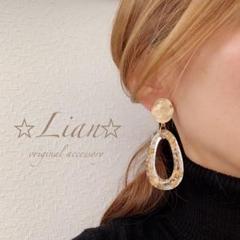 ピアス イヤリング✩︎⡱ゴールド✖︎クリア金箔オーバルリング